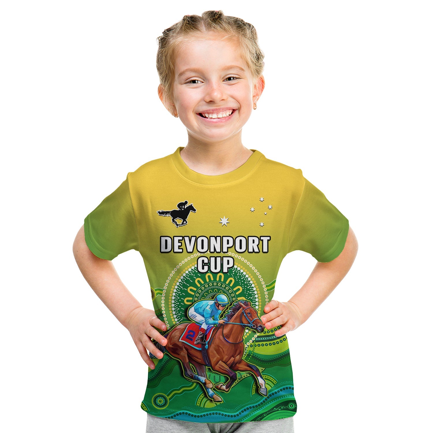 (Custom Personalised) Australia Devonport Cup 2023 T Shirt KID Horse Racing Indigenous Art - Vibe Hoodie Shop