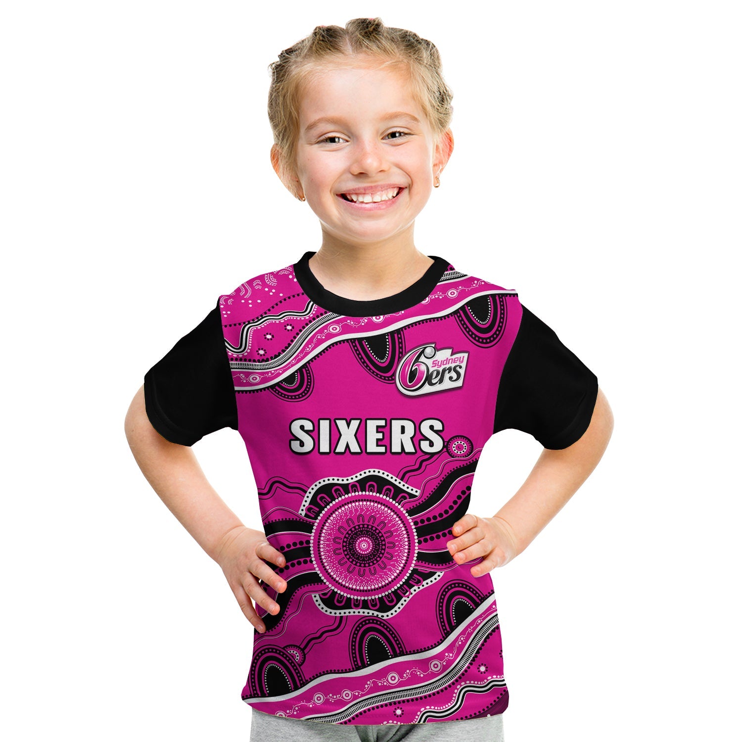 Sixers Cricket T Shirt KID Sydney Aboriginal Painting - Vibe Hoodie Shop