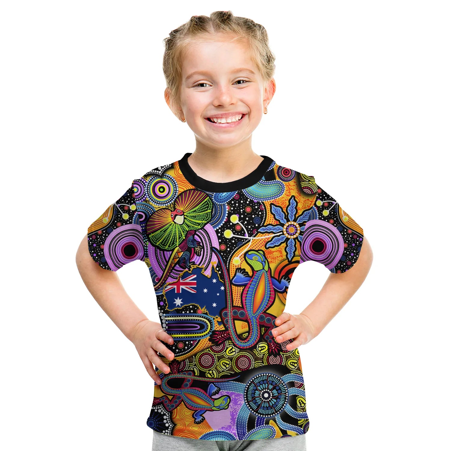 (Custom Personalised) Australia T Shirt KID Indigenous Animal Artsy - Vibe Hoodie Shop