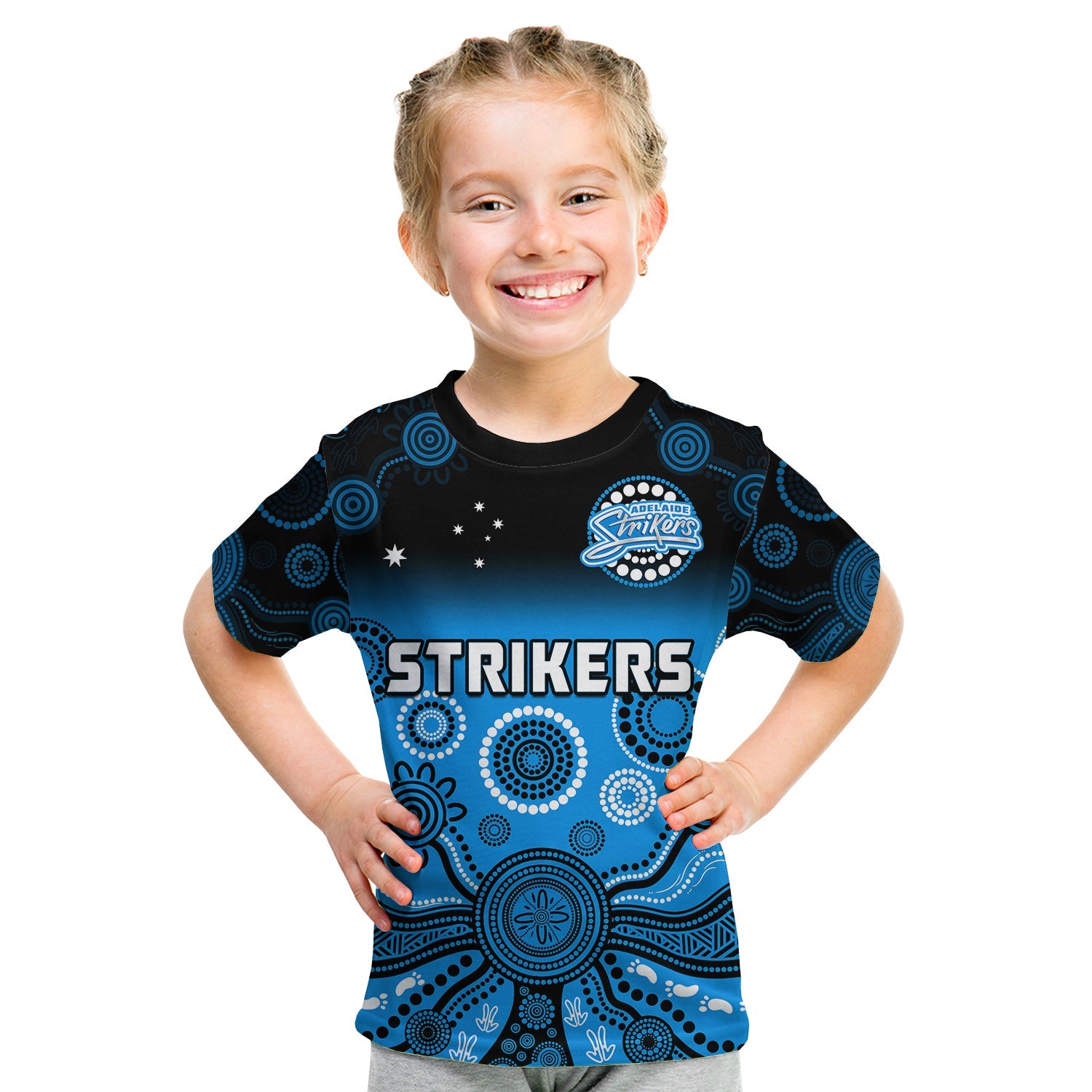 (Custom Text And Number) Adelaide Strikers T Shirt Gradient Aboriginal Dot Painting - Vibe Hoodie Shop