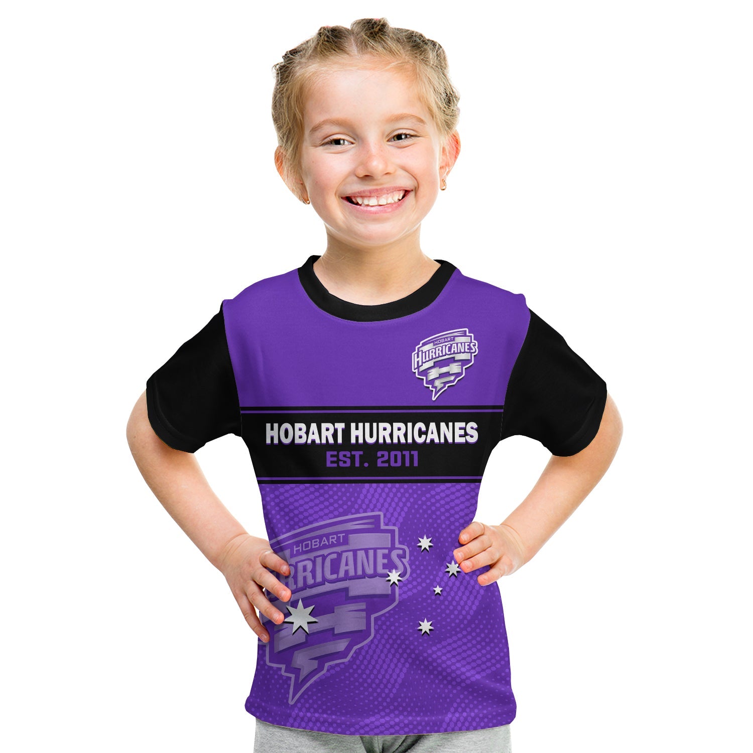 (Custom Text And Number) Hobart Hurricanes Cricket T Shirt KID Est 2011 Sporty - Vibe Hoodie Shop