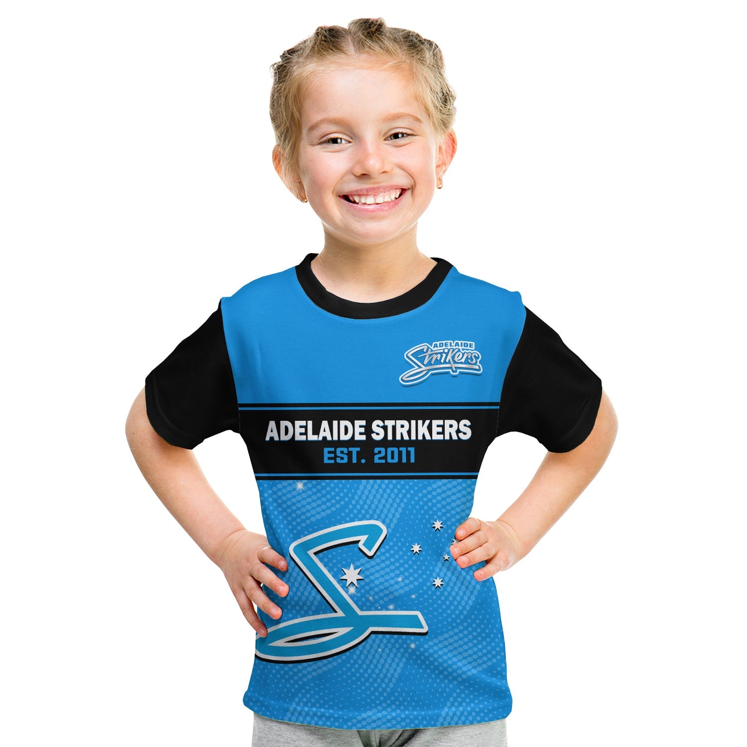 (Custom Text And Number) Adelaide Strikers Cricket T Shirt KID Est 2011 Sporty - Vibe Hoodie Shop