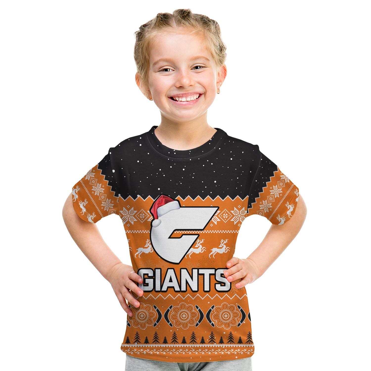 (Custom Personalised) Greater Western Sydney Football T Shirt KID Giants Aboriginal Merry Christmas - Vibe Hoodie Shop