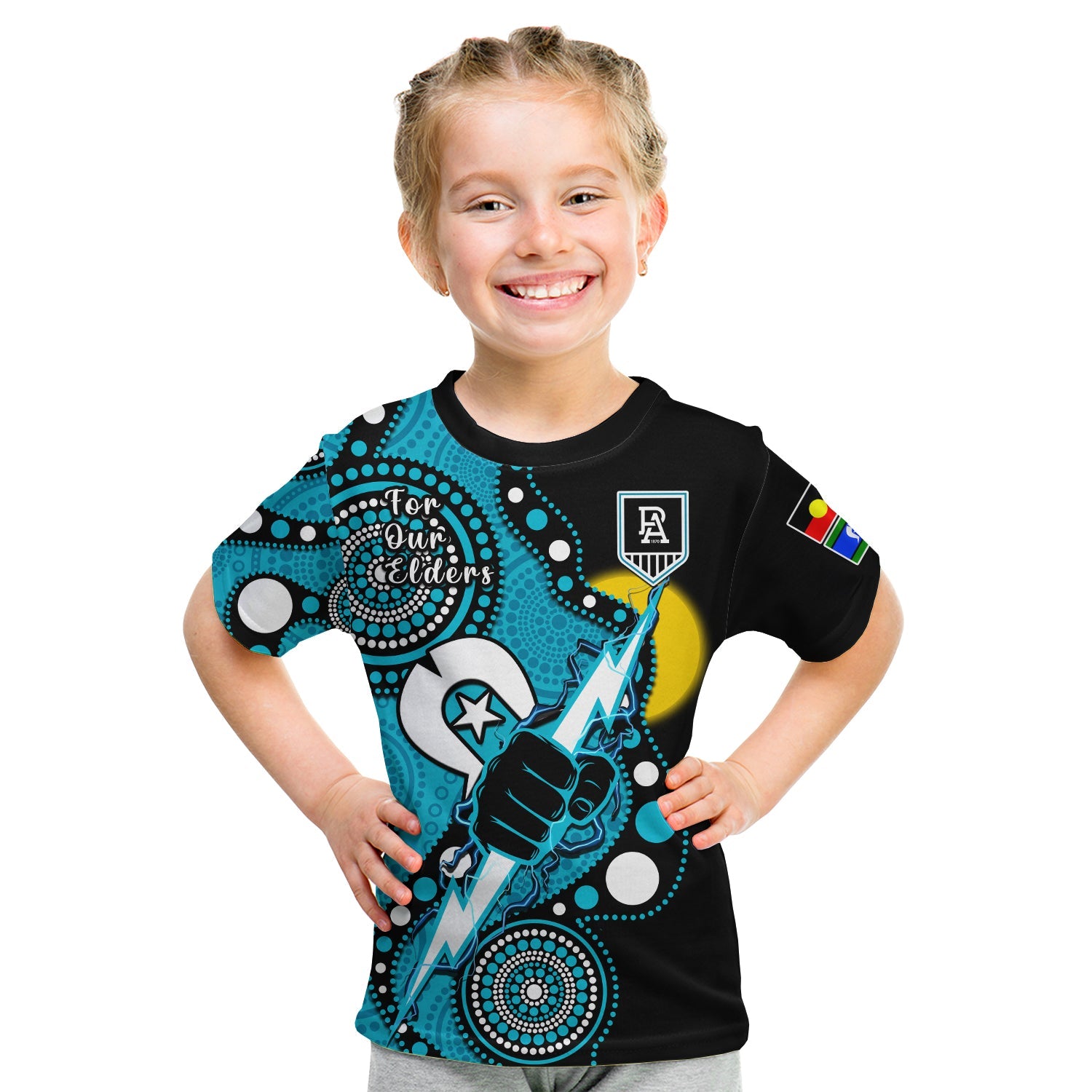 Port Adelaide Football NAIDOC 2023 T Shirt KID For Our Elders Indigenous Art - Vibe Hoodie Shop