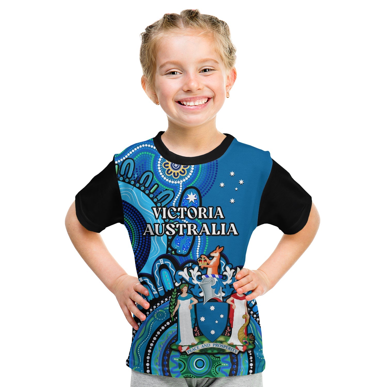 (Custom Personalised) Victoria State T Shirt KID Australian Indigenous Art - Vibe Hoodie Shop