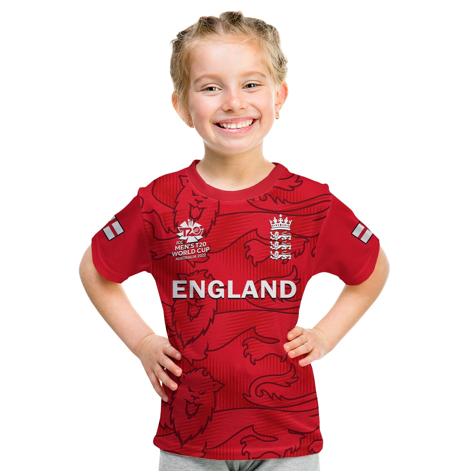 (Custom Text And Number) England Cricket T Shirt KID Mens T20 World Cup - Vibe Hoodie Shop