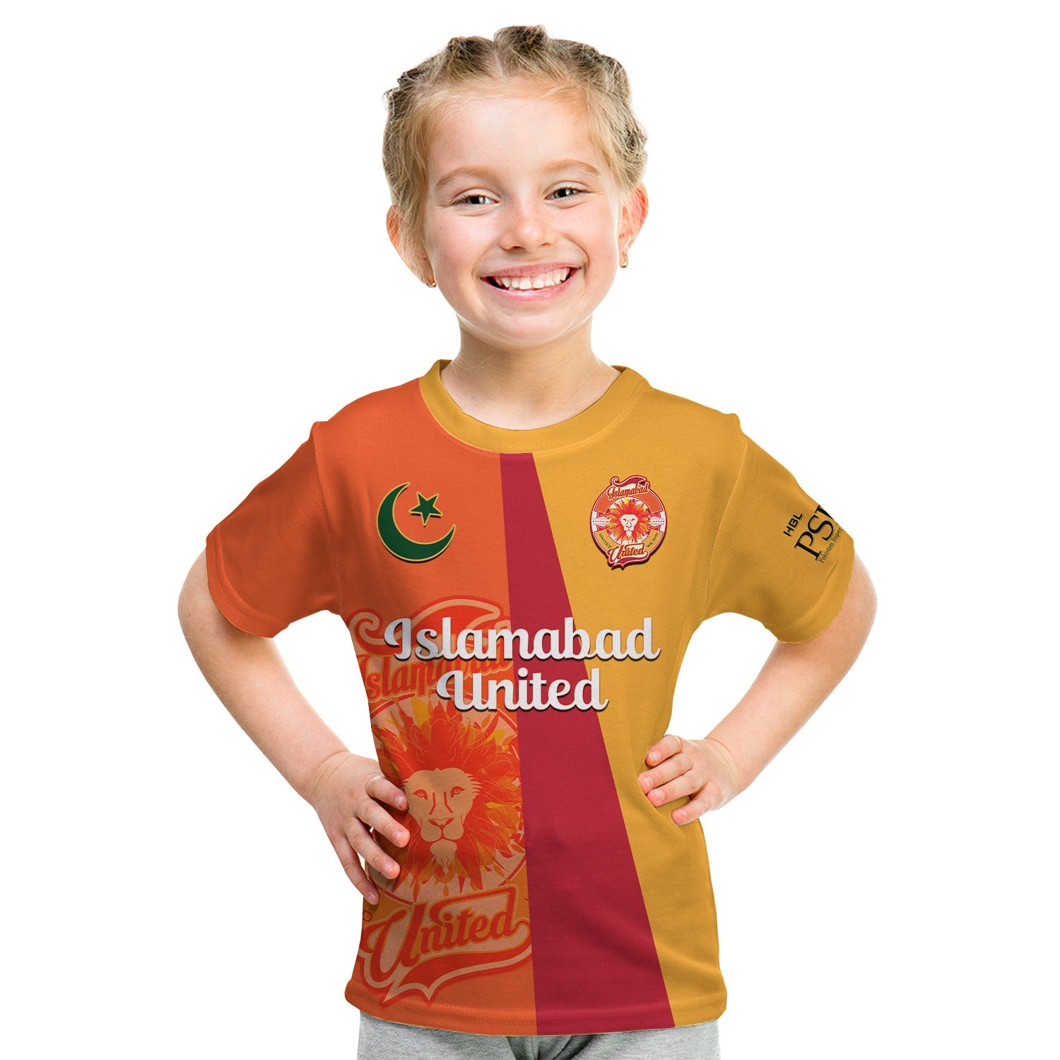 (Custom Text And Number) Islamabad United Cricket T Shirt KID Sherus HBL PSL 2023 Orange Dynamic - Vibe Hoodie Shop