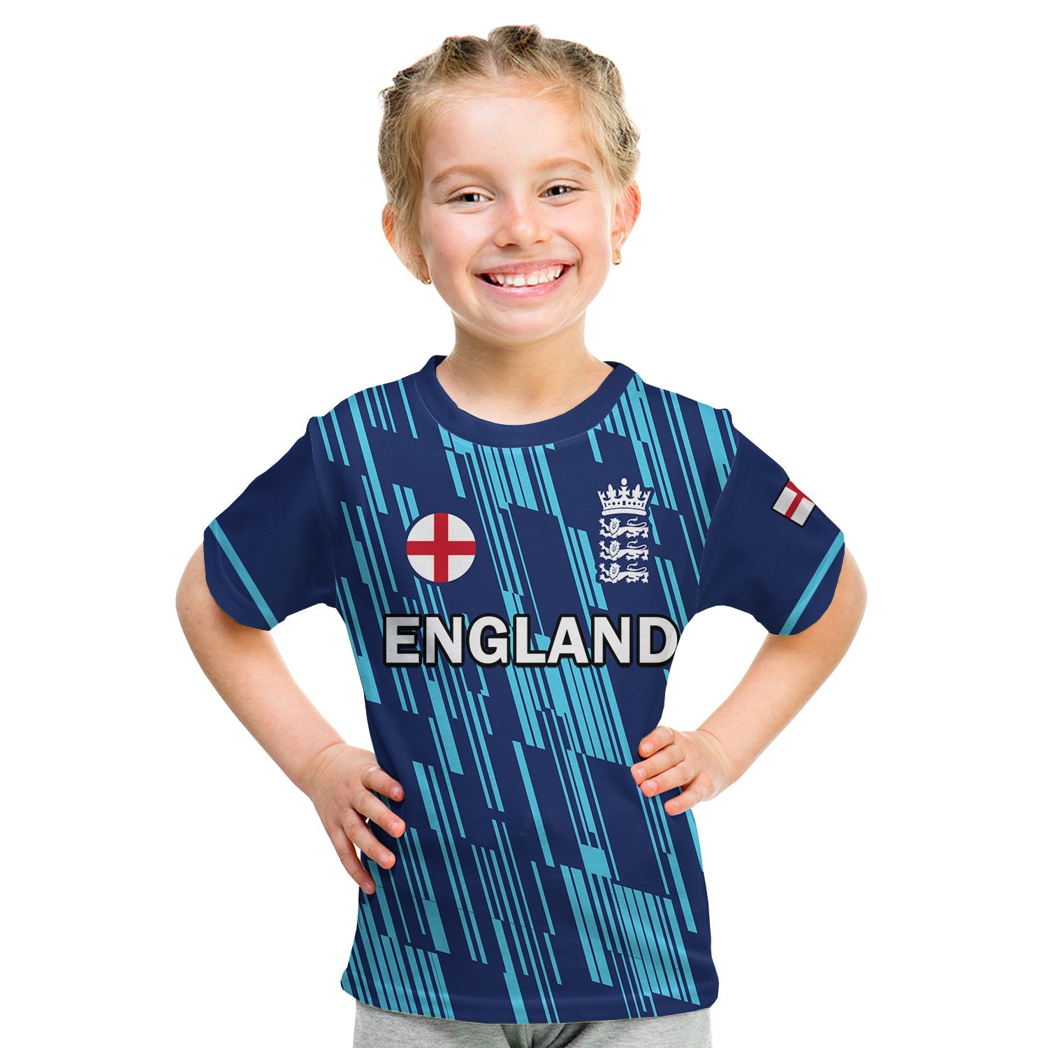 (Custom Text And Number) England Cricket T Shirt KID Sporty 2022 - Vibe Hoodie Shop