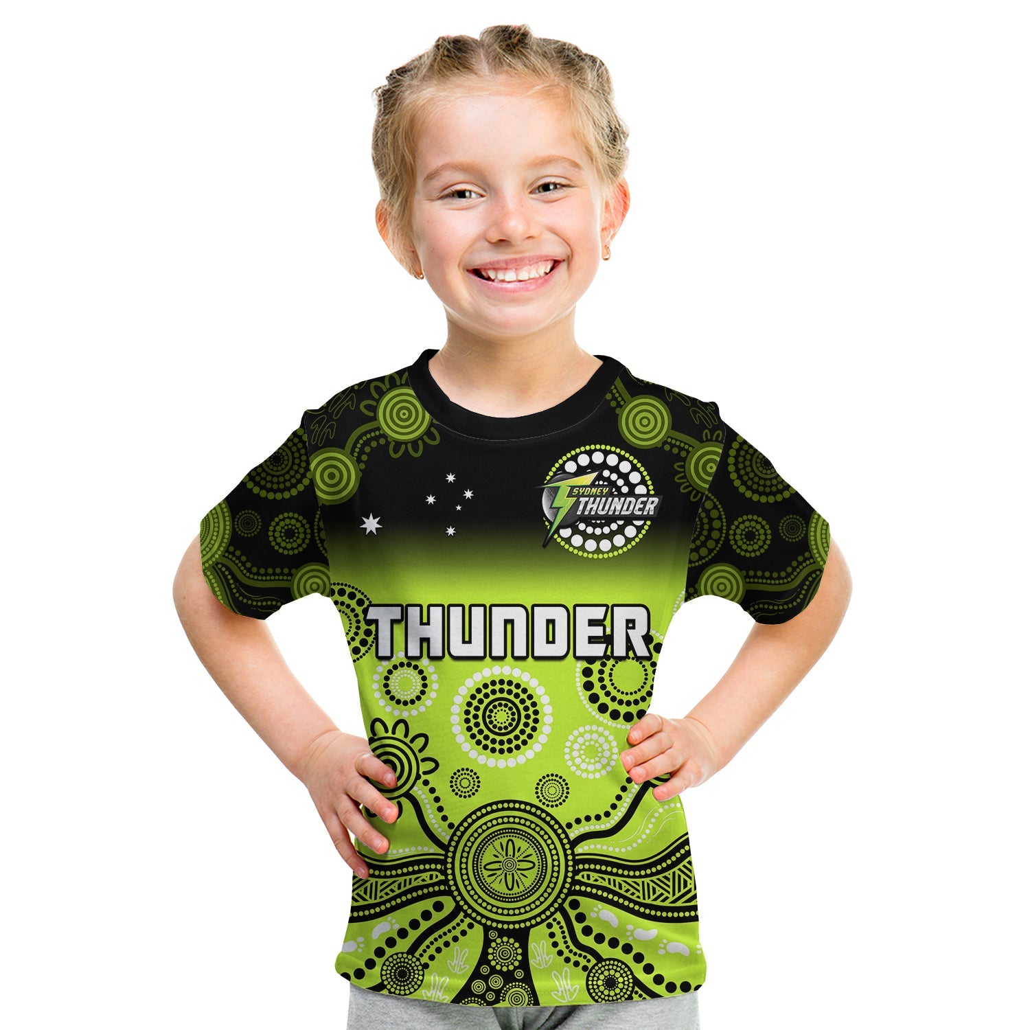(Custom Text And Number) Thunder T Shirt Sydney Gradient Aboriginal Art - Vibe Hoodie Shop
