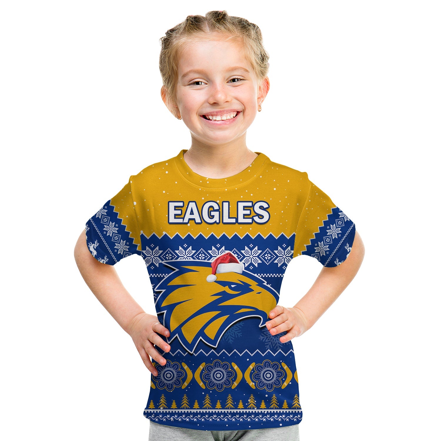 (Custom Personalised) West Coast Football T Shirt KID Eagles Indigenous Merry Christmas - Vibe Hoodie Shop