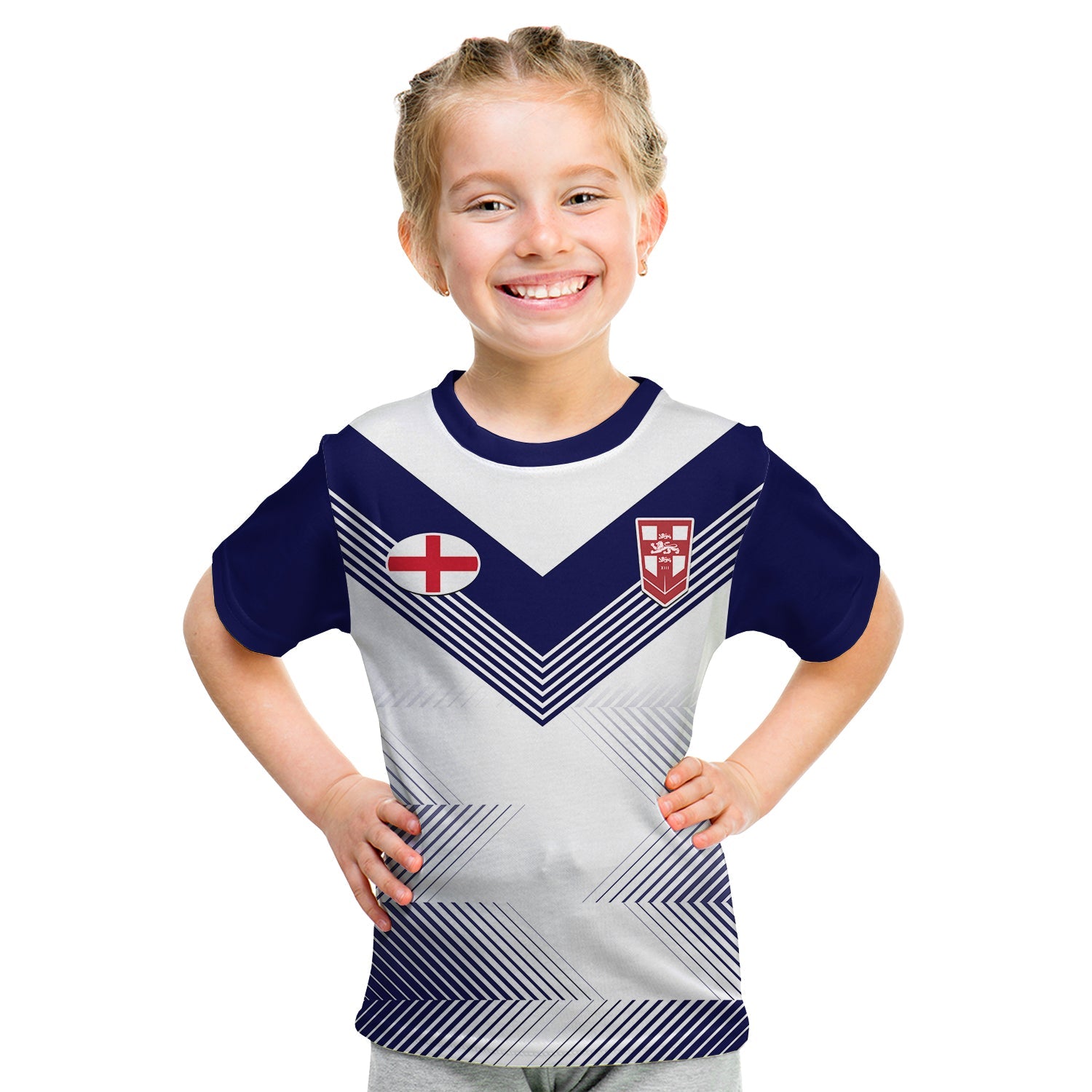 (Custom Text And Number) England Rugby T Shirt KID National Team Sporty Style - Vibe Hoodie Shop