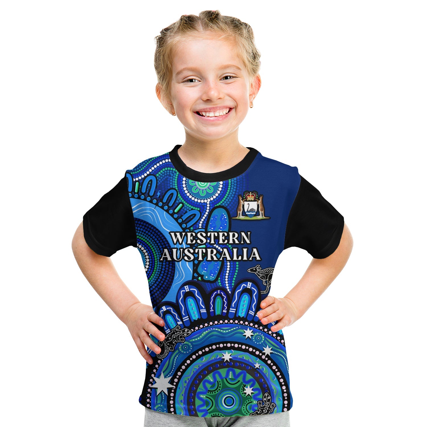 (Custom Personalised) Western Australia State T Shirt KID WA Aussie Indigenous Art - Vibe Hoodie Shop