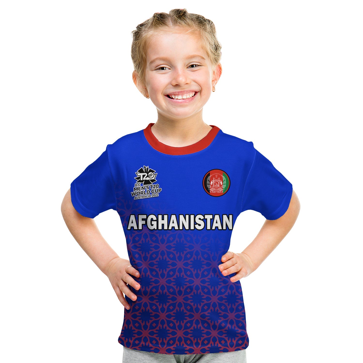 (Custom Text And Number) Afghanistan Cricket T Shirt KID National Team Mens T20 World Cup - Vibe Hoodie Shop