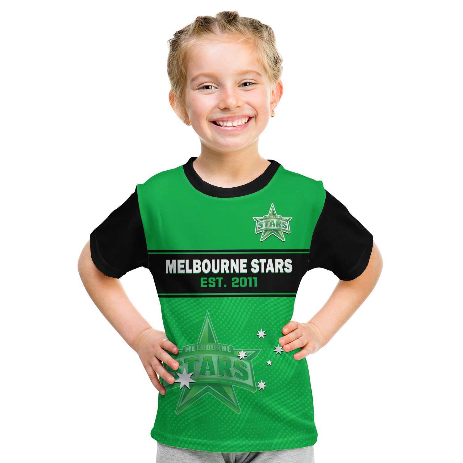 (Custom Text And Number) Melbourne Stars Cricket T Shirt KID Est 2011 Sporty - Vibe Hoodie Shop