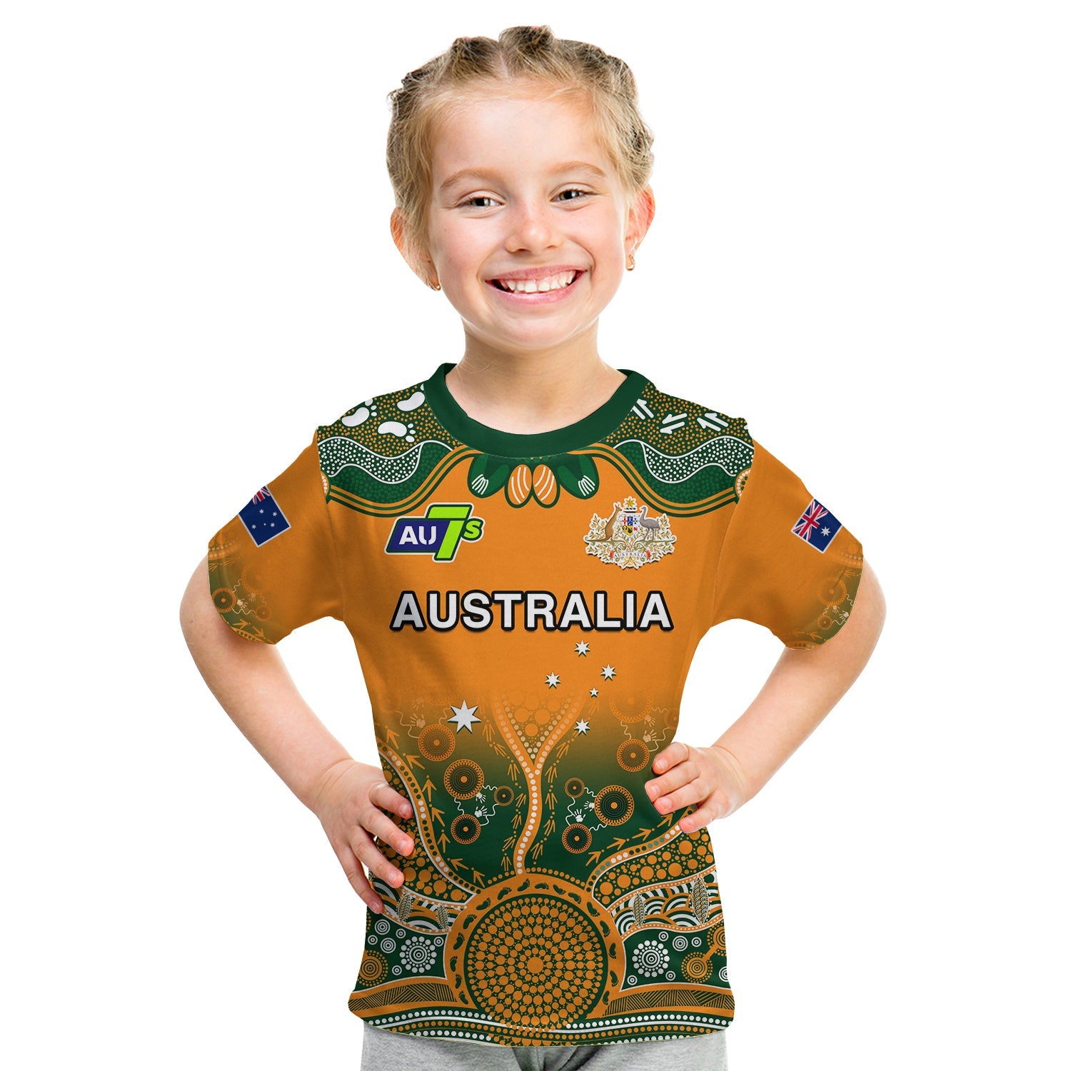 (Custom Text And Number) Australia Rugby T Shirt KID Aussie Sevens Original Indigenous - Vibe Hoodie Shop