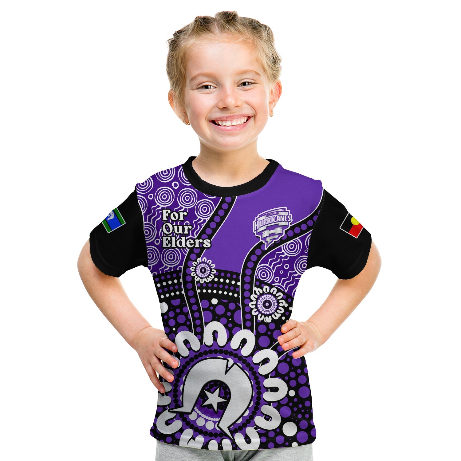 (Custom Text And Number) Hobart Hurricanes NAIDOC 2023 T Shirt KID Indigenous For Our Elders - Vibe Hoodie Shop