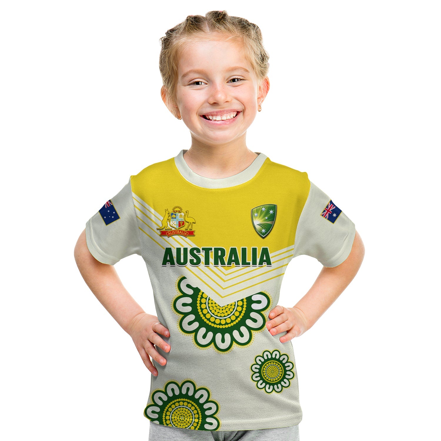 (Custom Text And Number) Australia Cricket T Shirt KID Boxing Day Test Aussie Indigenous - Vibe Hoodie Shop