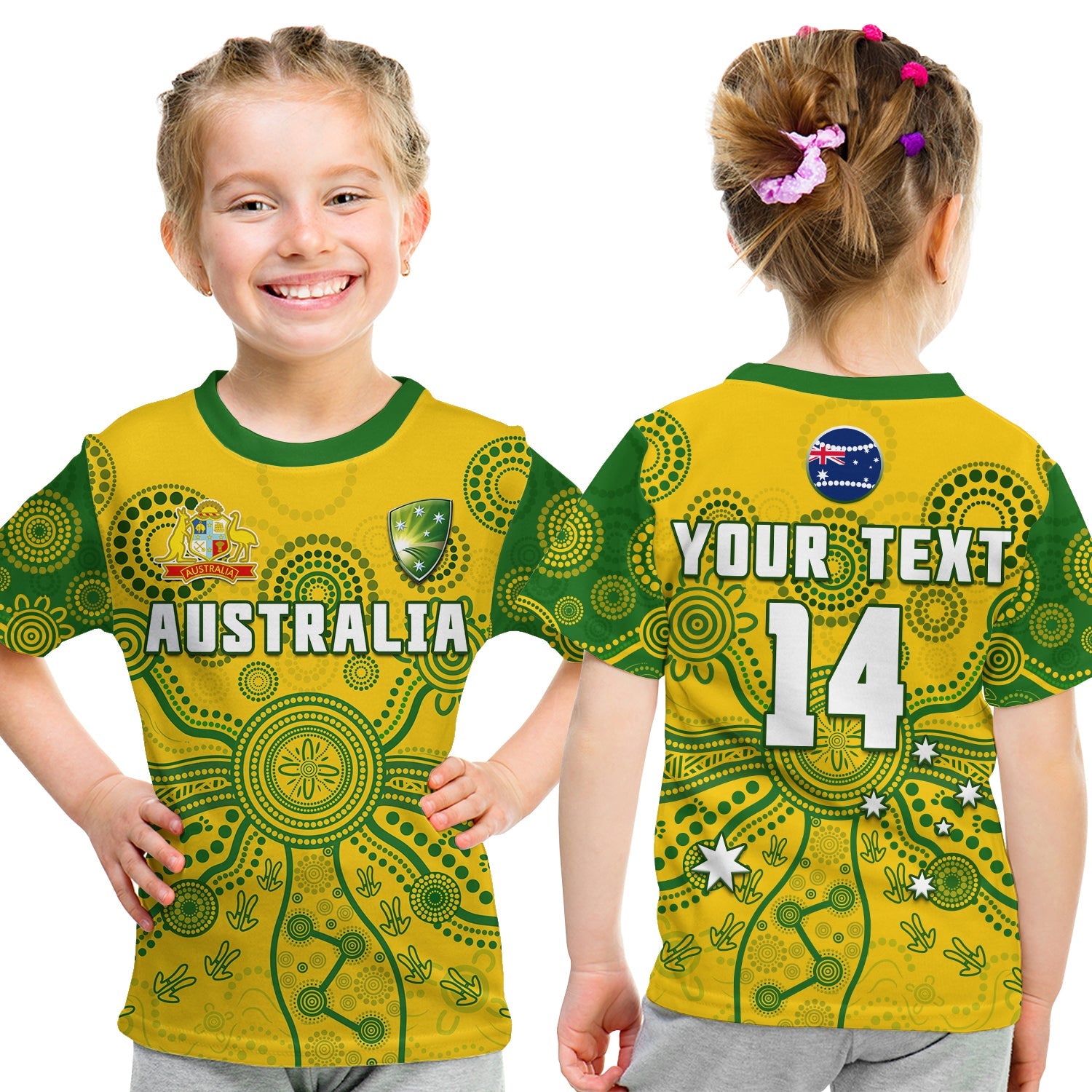 (Custom Text And Number) Cricket Australia T Shirt KID Aussie 2022 Indigenous Special Version - Vibe Hoodie Shop