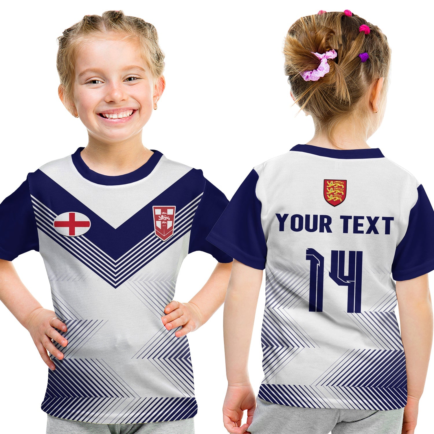 (Custom Text And Number) England Rugby T Shirt KID National Team Sporty Style - Vibe Hoodie Shop