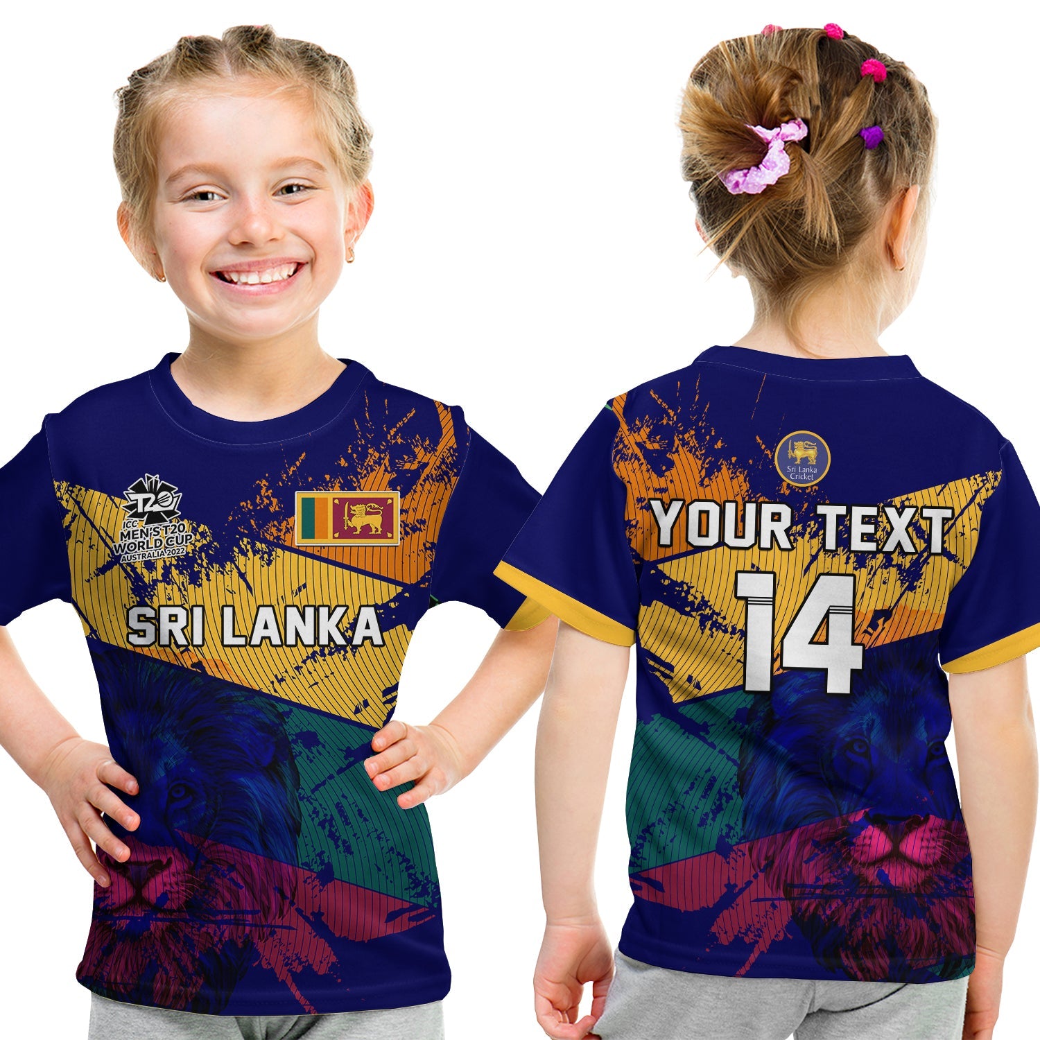 (Custom Text And Number) Sri Lanka Cricket T Shirt KID The Lions Mens T20 World Cup - Vibe Hoodie Shop