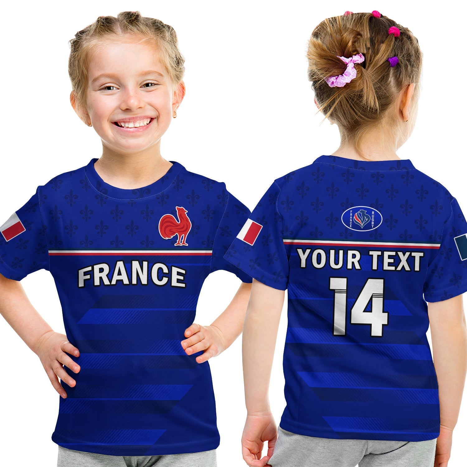 (Custom Text And Number) France Rugby T Shirt KID Outgoing Tour Allez Les Bleus - Vibe Hoodie Shop