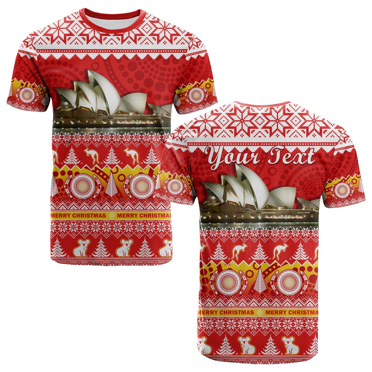 (Custom Personalised) Australia T Shirt Sydney Opera House Aboriginal Art Merry Christmas - Vibe Hoodie Shop