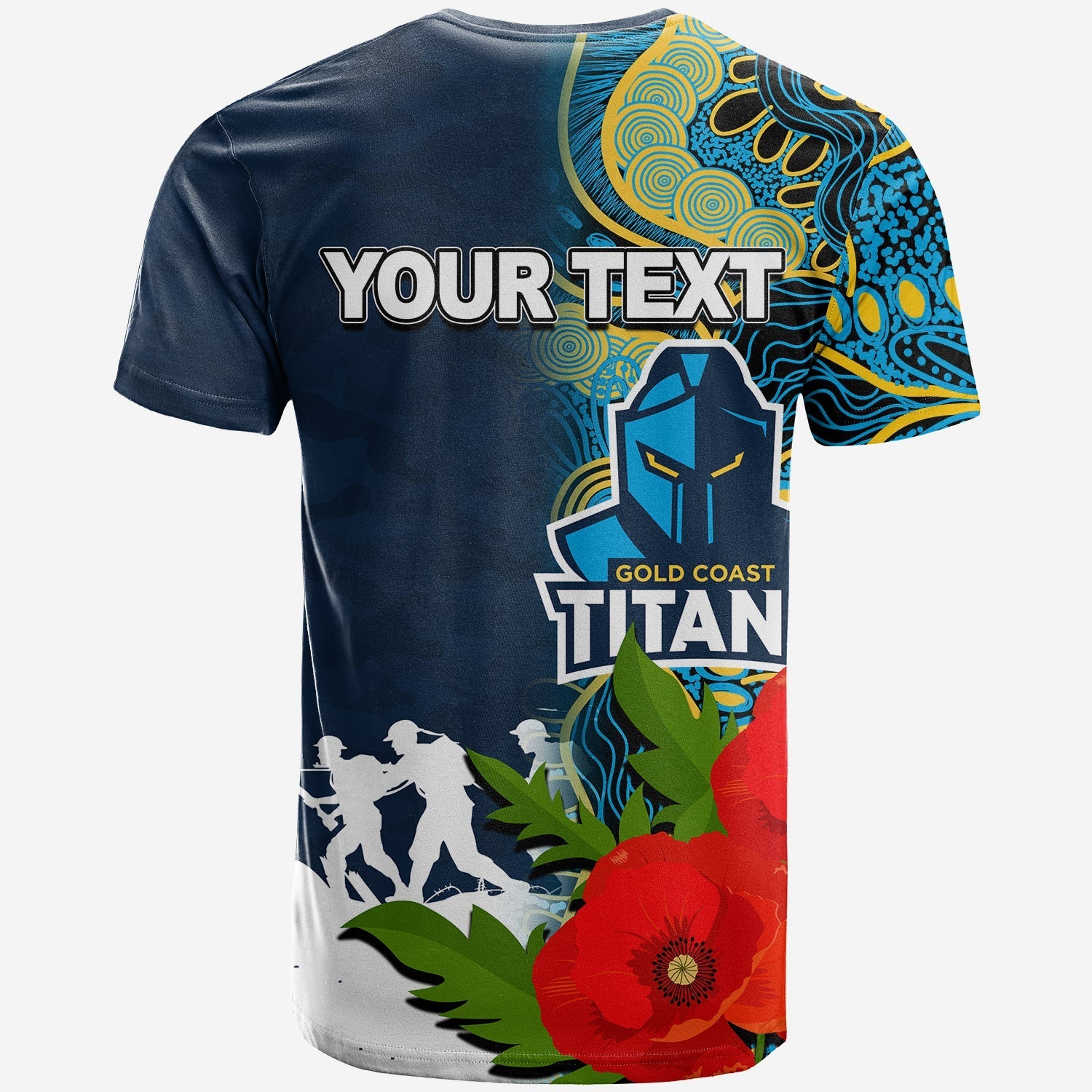 (Custom Personalised) Titans ANZAC Day Aboriginal Mix Army Patterns T shirt - Vibe Hoodie Shop