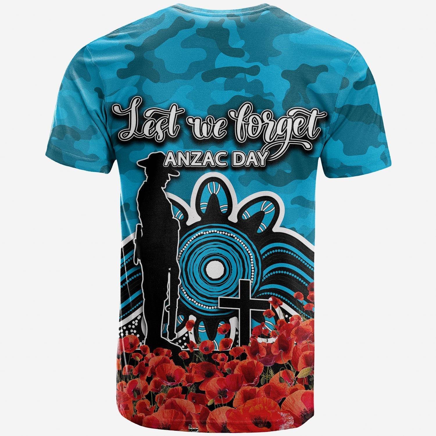 Cronulla - Sutherland Sharks T shirt ANZAC Day Poppy Flowers With Army Patterns - Vibe Hoodie Shop