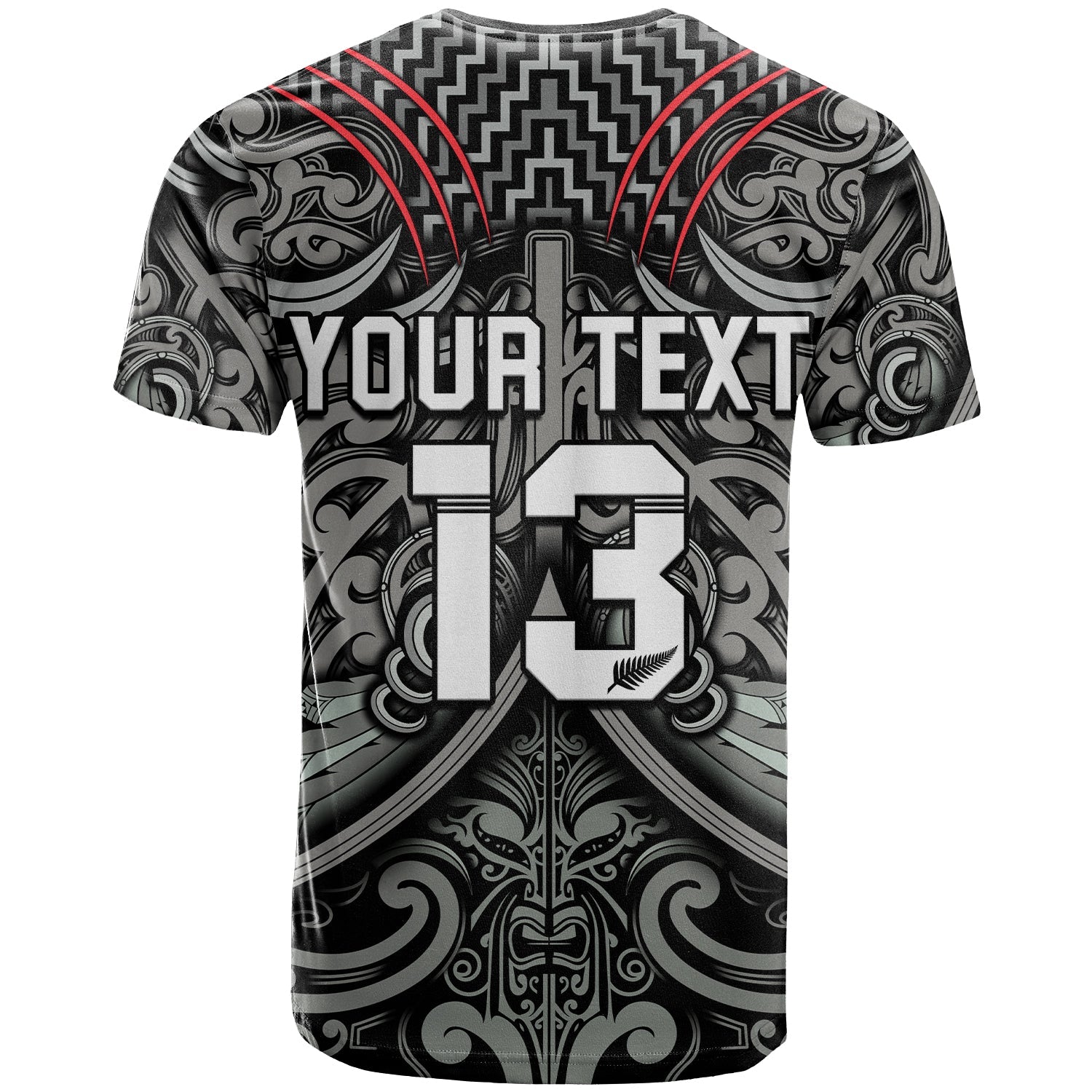 (Custom Text and Number) New Zealand Silver Fern Rugby T Shirt All Black NZ Maori Pattern - Vibe Hoodie Shop