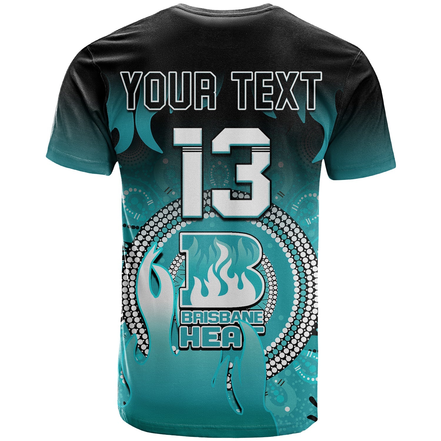 (Custom Text and Number) Brisbane Heat T Shirt Aboriginal Sunshine - Vibe Hoodie Shop