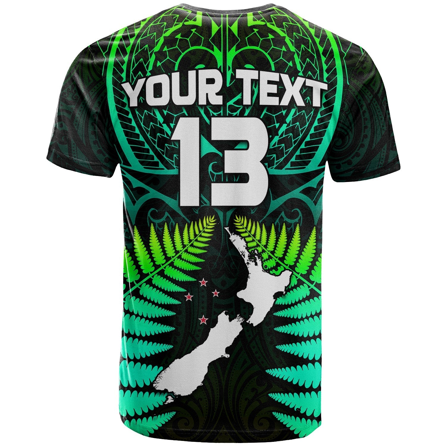 (Custom Text and Number) Aotearoa Fern T shirt New Zealand Hei Tiki Green Style - Vibe Hoodie Shop