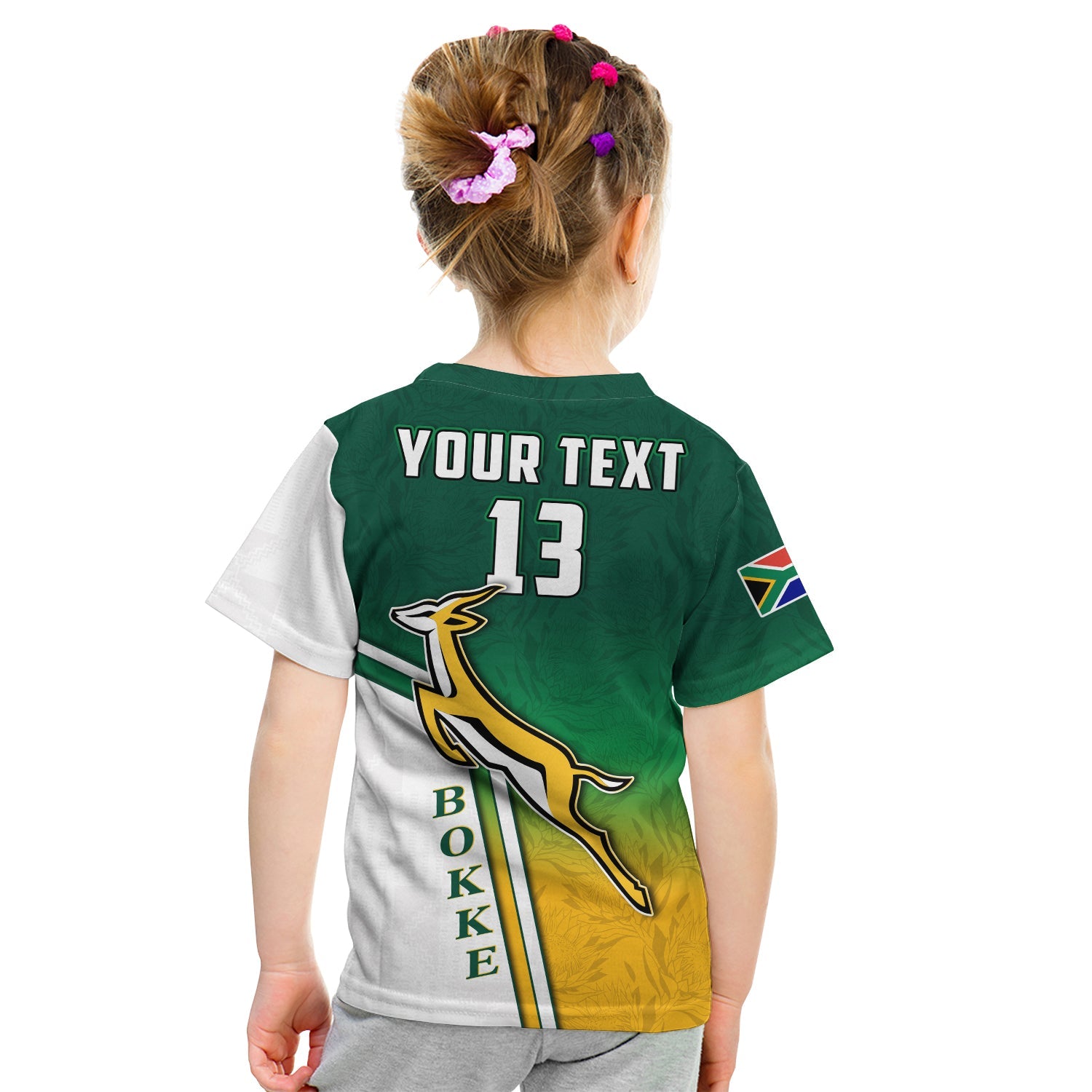 (Custom Text and Number) South Africa Rugby T Shirt KID Protea Flower Springboks Go Bokke - Vibe Hoodie Shop