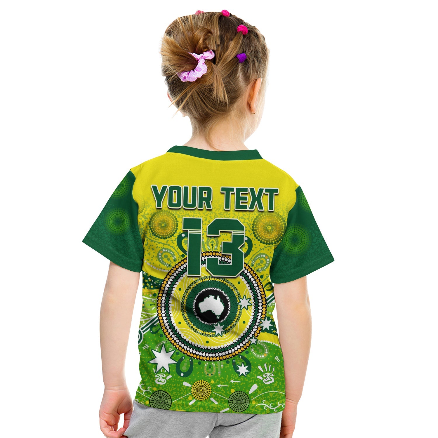 (Custom Text and Number) Australia Cricket T Shirt KID Aboriginal National Color Champion - Vibe Hoodie Shop