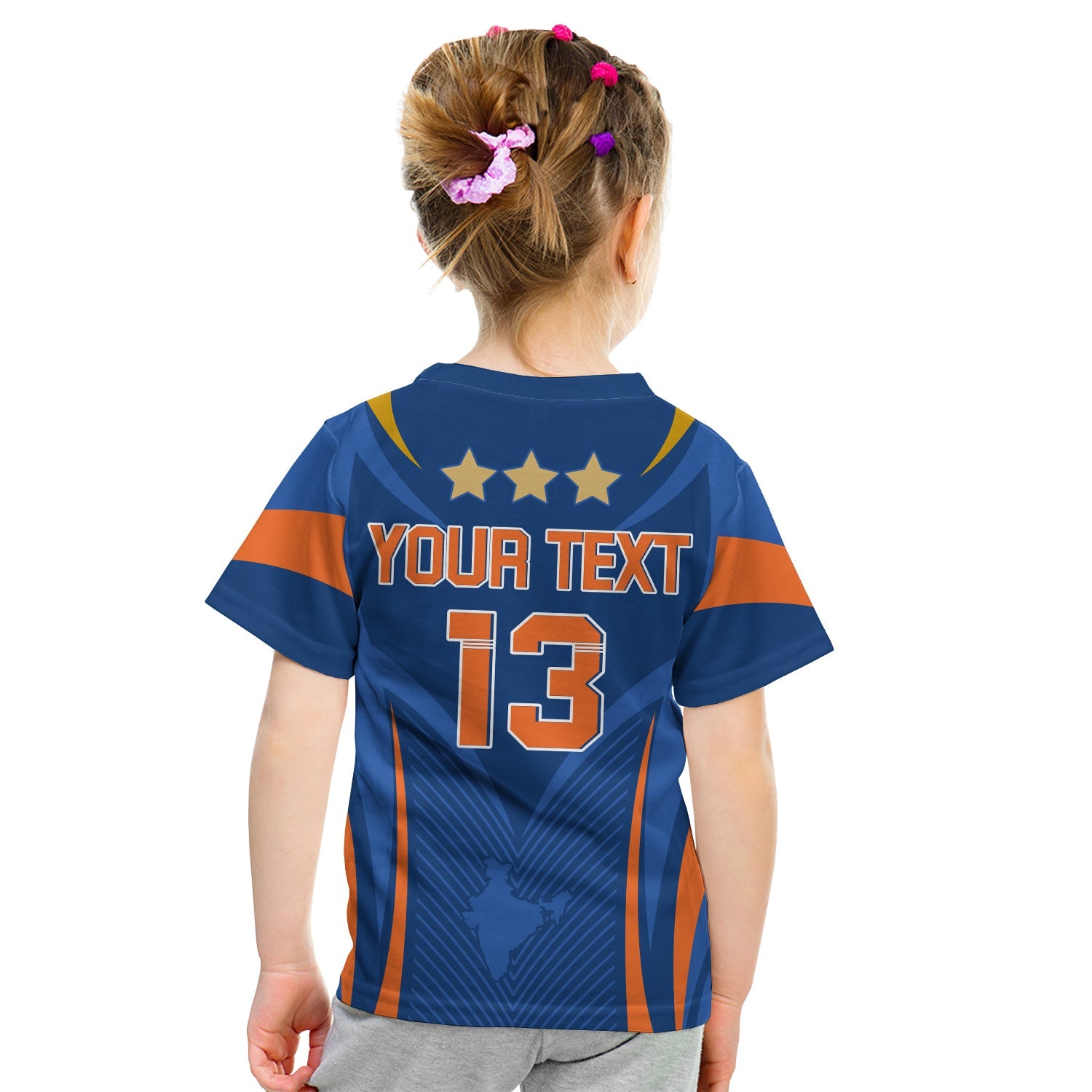 (Custom Text and Number) India Cricket T Shirt KID Go Champions Men in Blue - Vibe Hoodie Shop