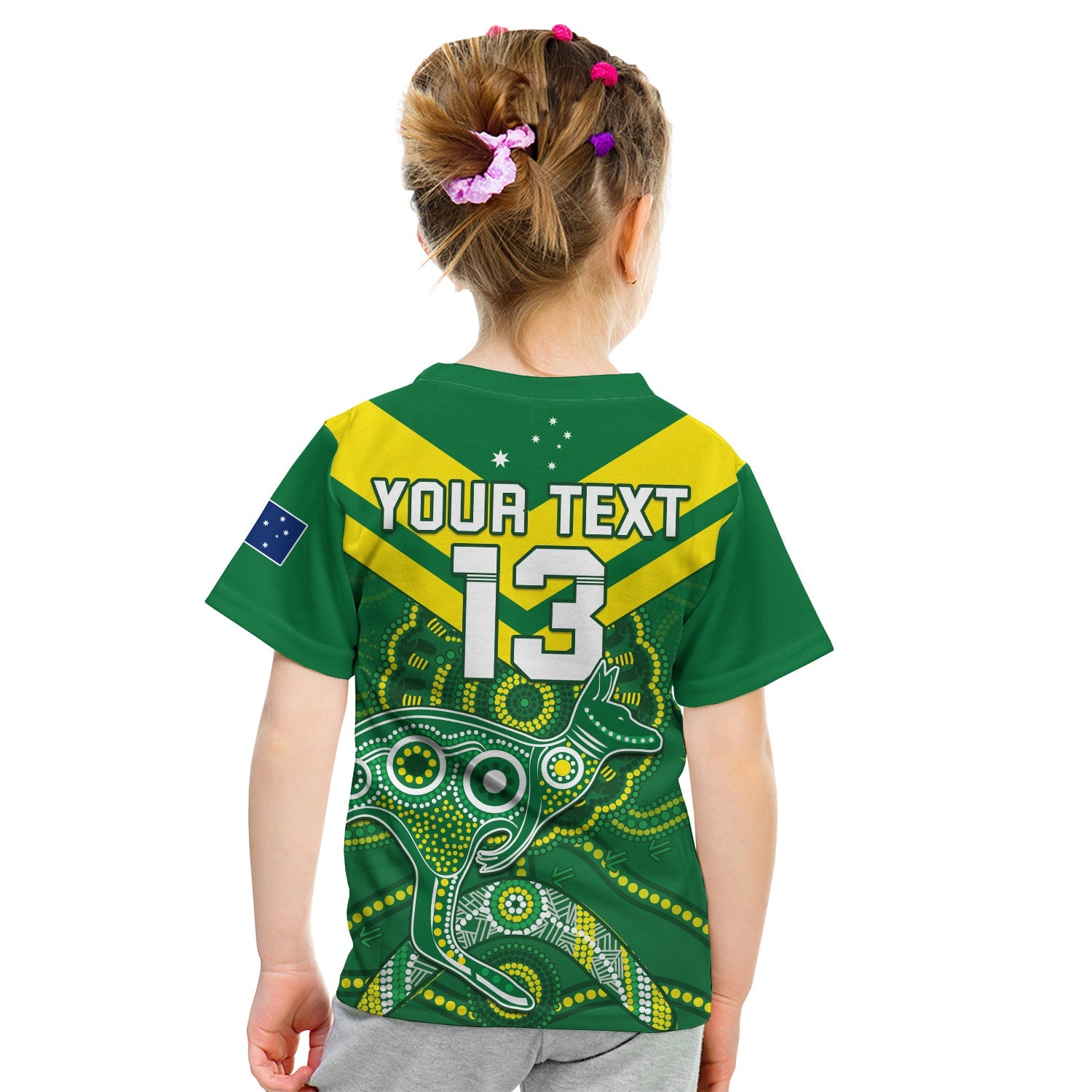 (Custom Text and Number) Australia Rugby T Shirt KID Kangaroos Boomerang Aboriginal - Vibe Hoodie Shop