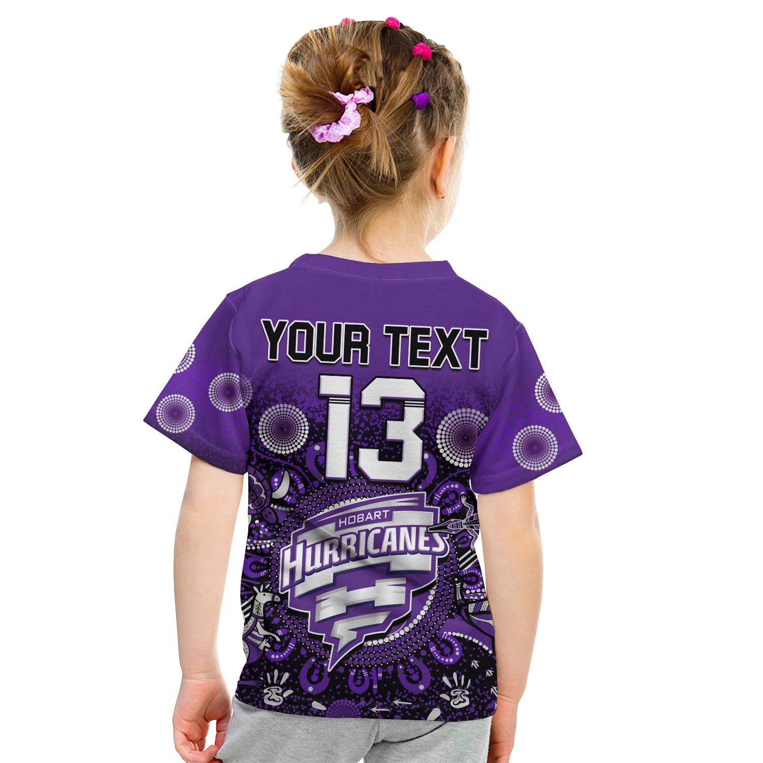 (Custom Text and Number) Hobart Hurricanes T Shirt KID Cricket Aboriginal - Vibe Hoodie Shop