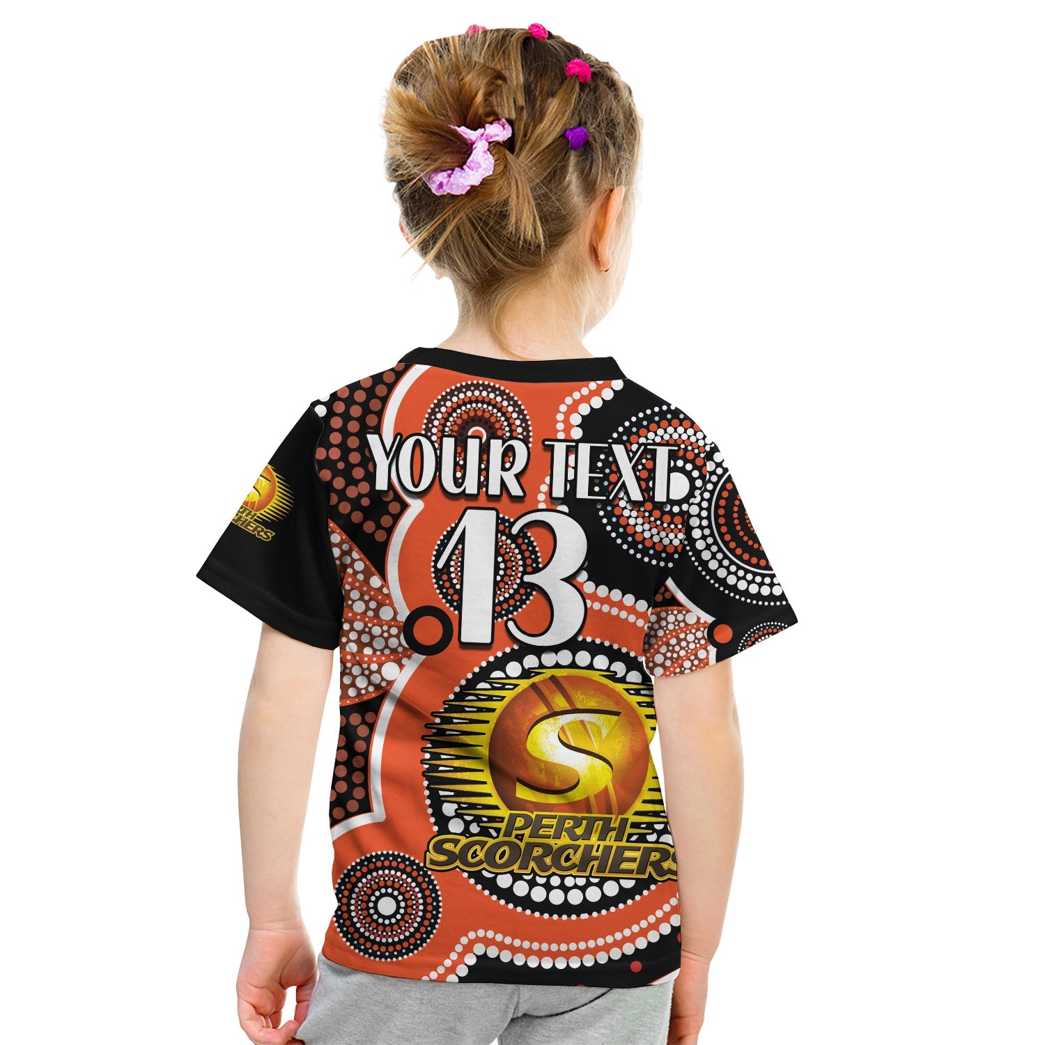 (Custom Text and Number) Perth Scorchers T Shirt KID Australia Cricket BBL Aboriginal - Vibe Hoodie Shop