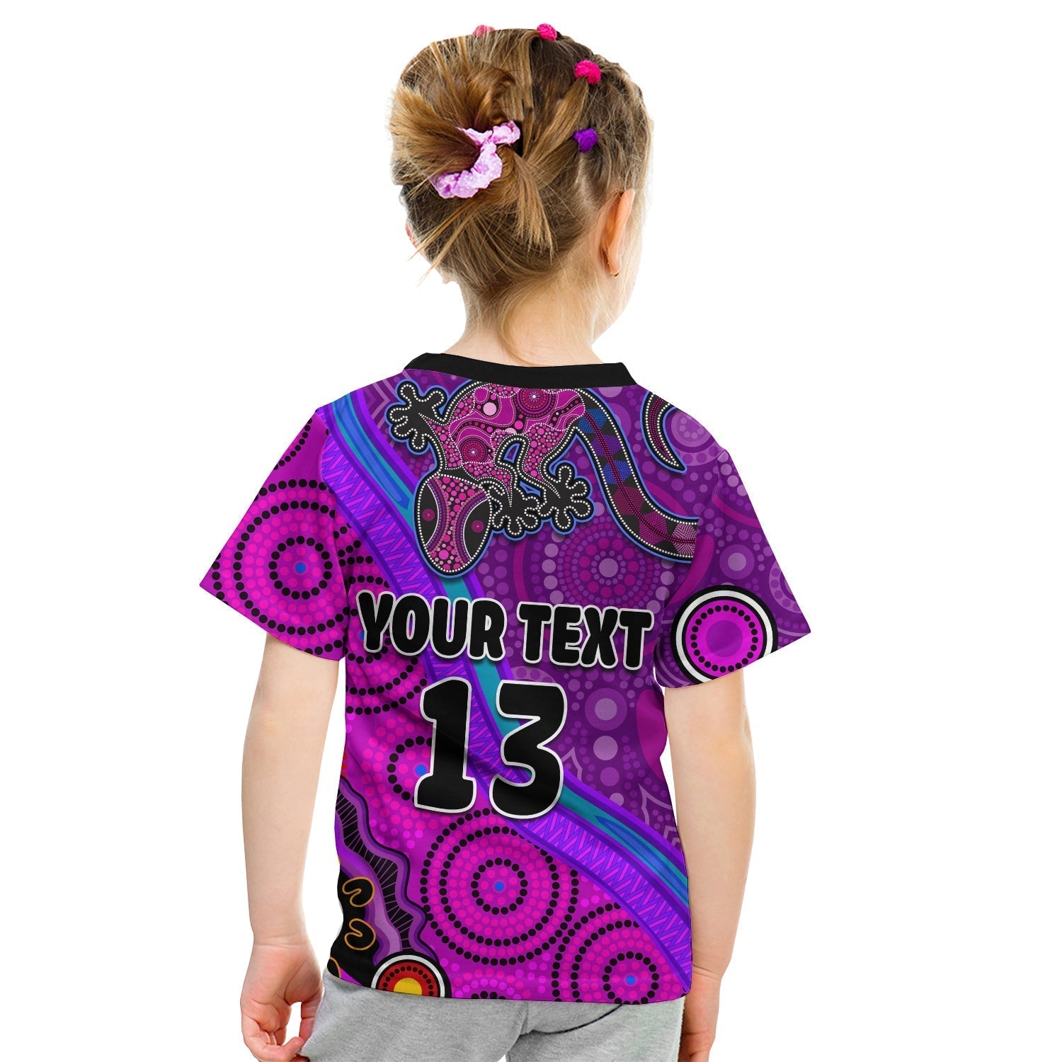 (Custom Text and Number) Australia Lizard and Sun T Shirt Aboriginal Art Purple - Vibe Hoodie Shop