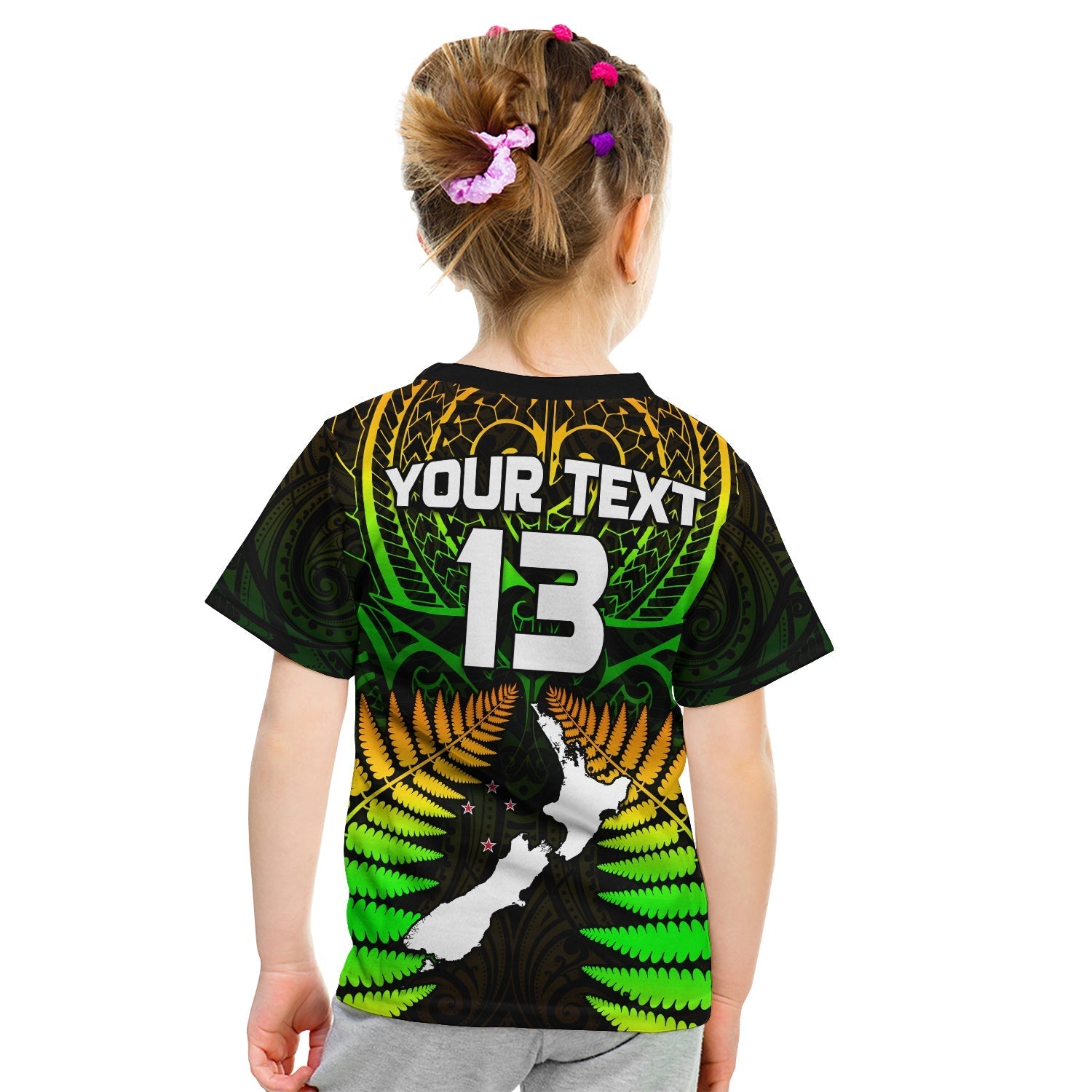 (Custom Text and Number) Aotearoa Fern T shirt KID New Zealand Hei Tiki Special Style - Vibe Hoodie Shop