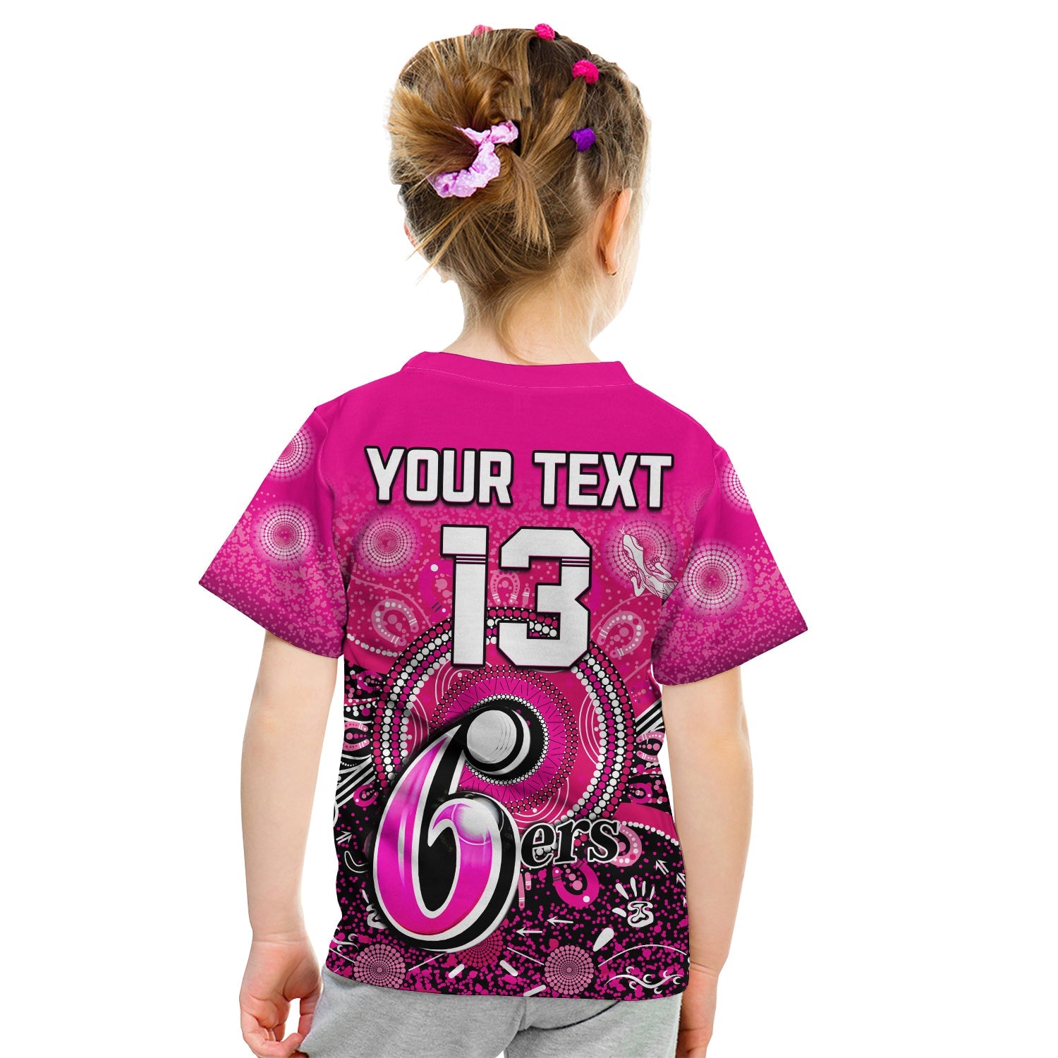 (Custom Text and Number) Sydney Sixers T Shirt KID Aboriginal Australia Cricket Champion - Vibe Hoodie Shop