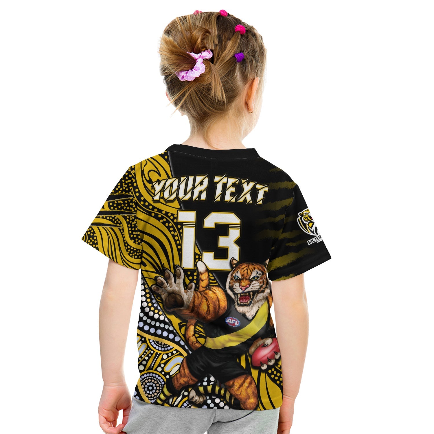 (Custom Text and Number) Richmond Football T Shirt KID Aboriginal Go The Tigers Mascot - Vibe Hoodie Shop