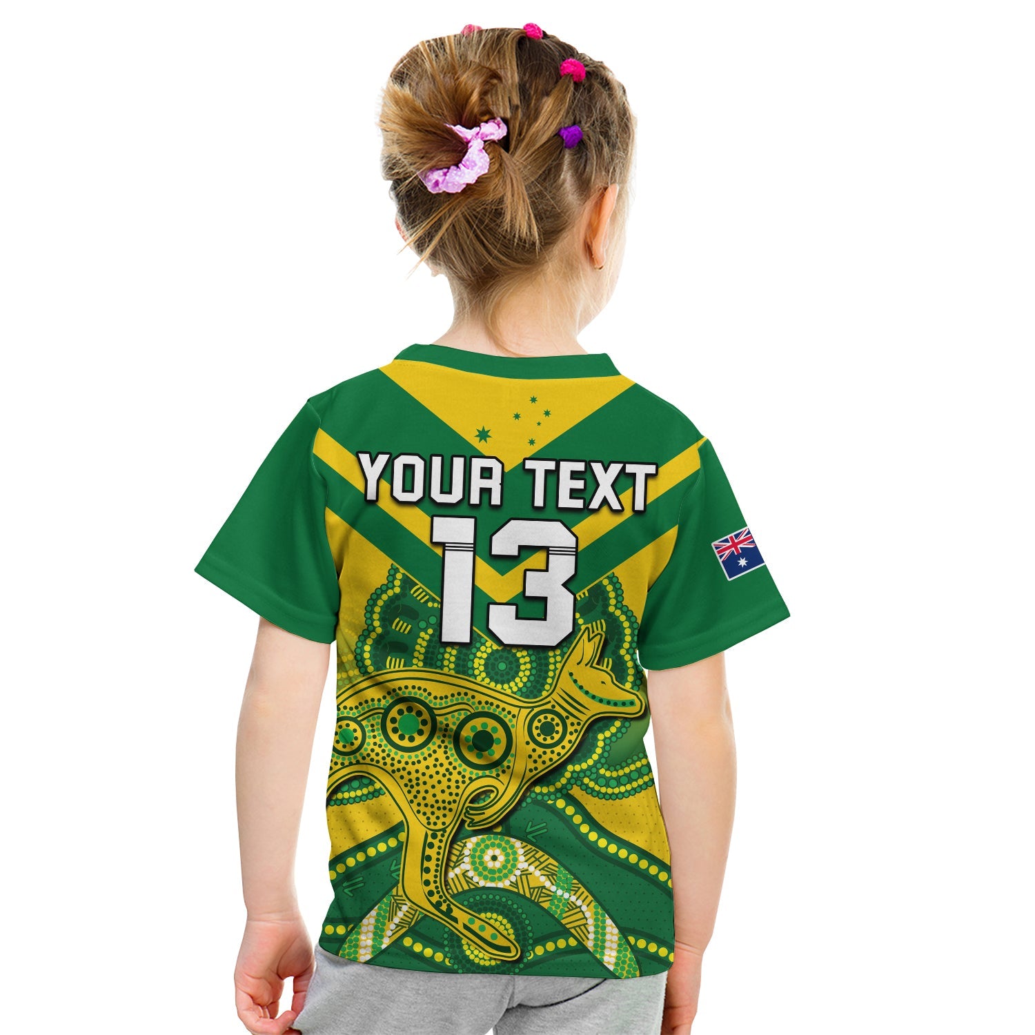 (Custom Text and Number) Australia Soccer T Shirt KID Champions Aboriginal Kangaroos World Cup Football Socceroos - Vibe Hoodie Shop