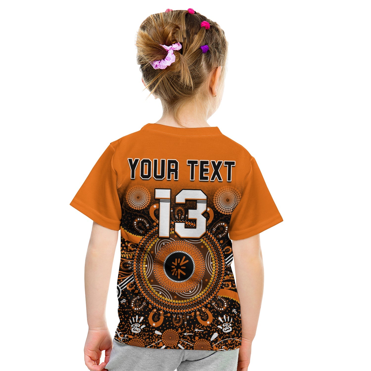 (Custom Text and Number) Perth Scorchers T Shirt KID Aboriginal Sunshine - Vibe Hoodie Shop