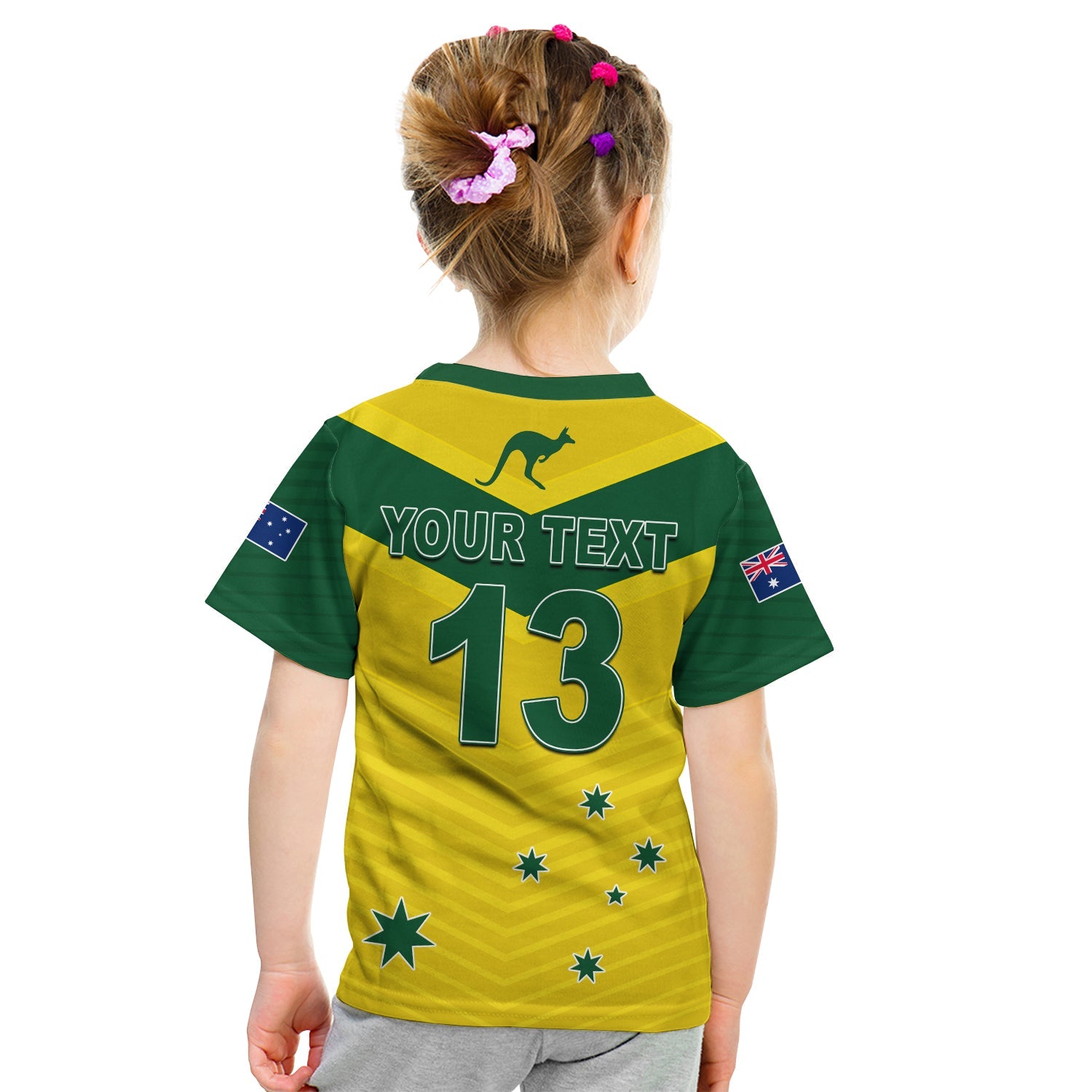 (Custom Text and Number) Australia Cricket T Shirt KID Go Aussie Champions - Vibe Hoodie Shop