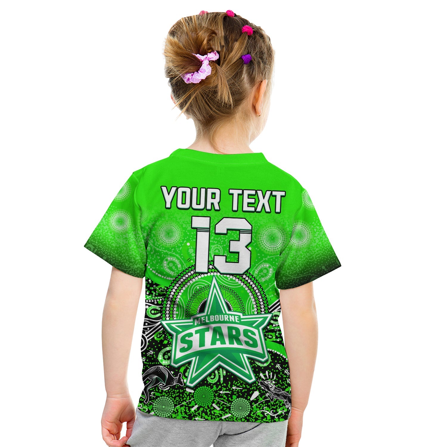 (Custom Text and Number) Melbourne Stars T Shirt KID Cricket Aboriginal - Vibe Hoodie Shop