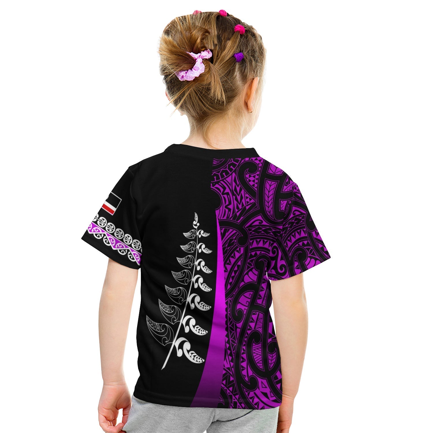 Waitangi Day T shirt Maori Mix Fern Style Purple - Vibe Hoodie Shop