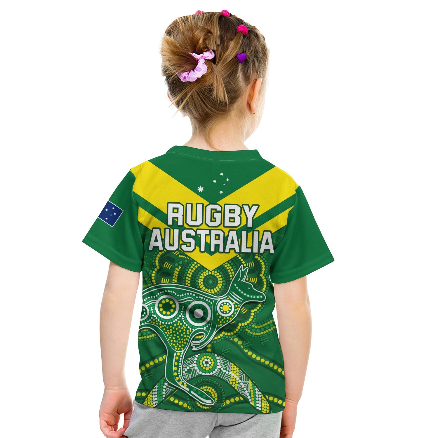 Australia Rugby T Shirt KID Kangaroos Boomerang Aboriginal - Vibe Hoodie Shop