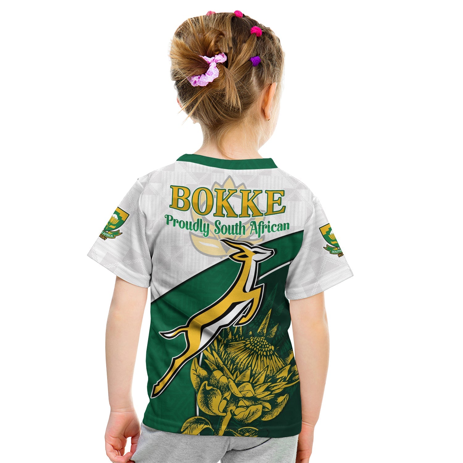 (Custom Personalised) South Africa Rugby T Shirt KID King Protea Proudly Springboks - Vibe Hoodie Shop