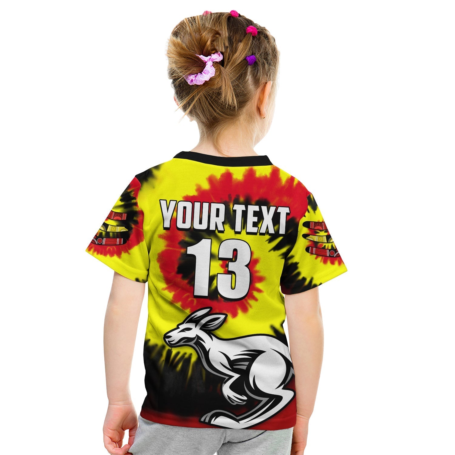 (Custom Text and Number) Australia Aboriginal T shirt KID Colorful Tie Dye - Vibe Hoodie Shop