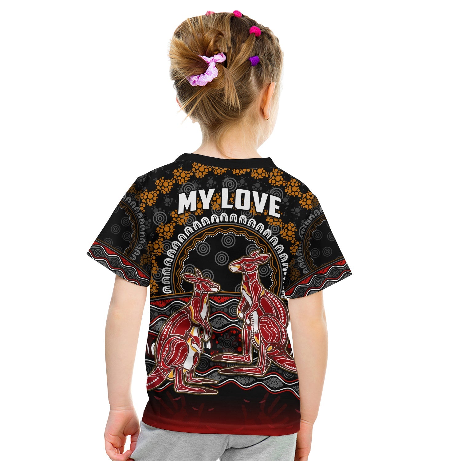 (Custom Personalised) Australia Valentine T Shirt KID Aboriginal Couple Kangaroos MY LOVE - Vibe Hoodie Shop